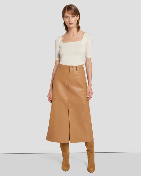 7 for all mankind Leather Midi Skirt Skirts