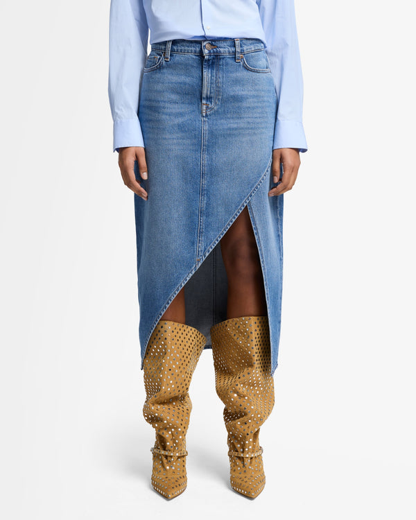 7 For All Mankind Libby Denim Slit Skirt Skirts