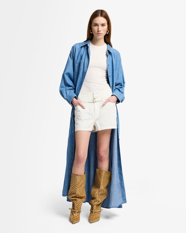 7 For All Mankind Linen Blend Belted Shorts Shorts