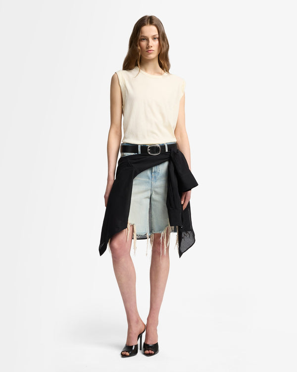 7 For All Mankind Linen Blend Muscle Tee Tops