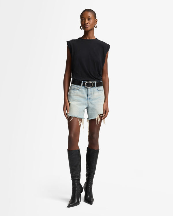 7 For All Mankind Linen Blend Muscle Tee Tops