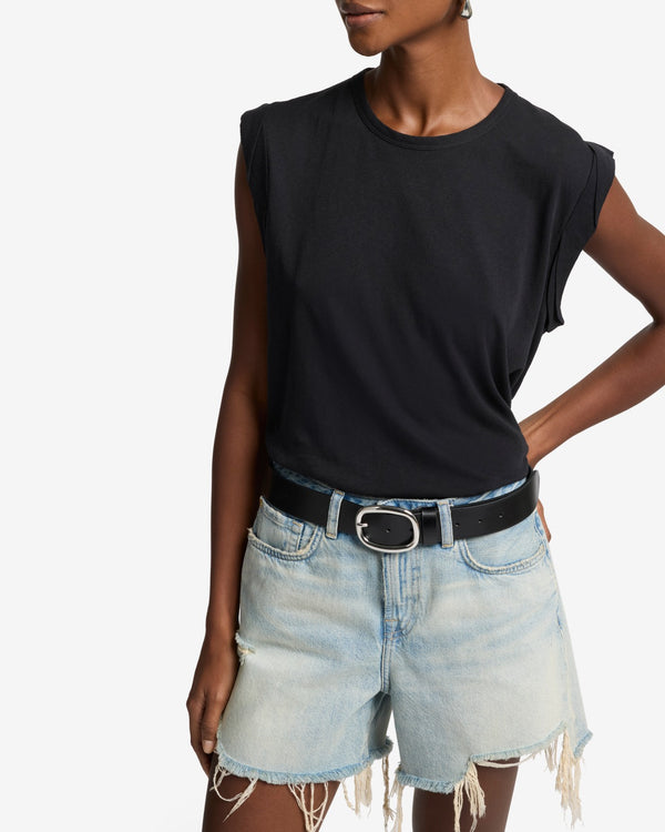 7 For All Mankind Linen Blend Muscle Tee Tops