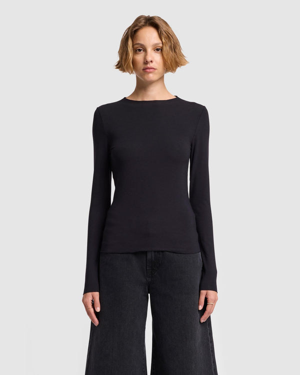 7 For All Mankind Long Sleeve High Neck Top Tops
