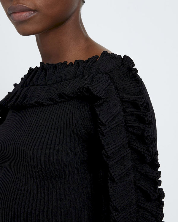 7 For All Mankind Long Sleeve Ruffle Top Tops