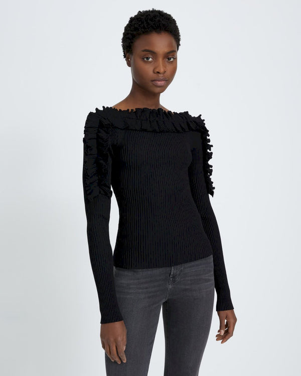 7 for all mankind Long Sleeve Ruffle Top Tops