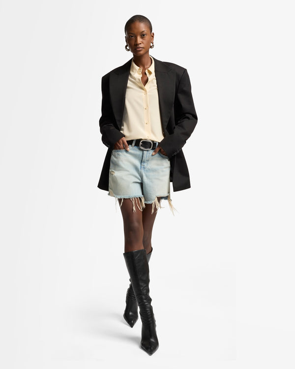 7 For All Mankind Long Sleeve Silk Blouse Tops