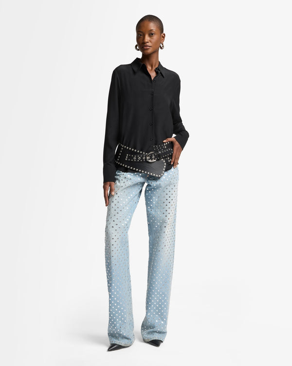 7 For All Mankind Long Sleeve Silk Blouse Tops