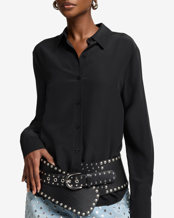 7 For All Mankind Long Sleeve Silk Blouse Tops