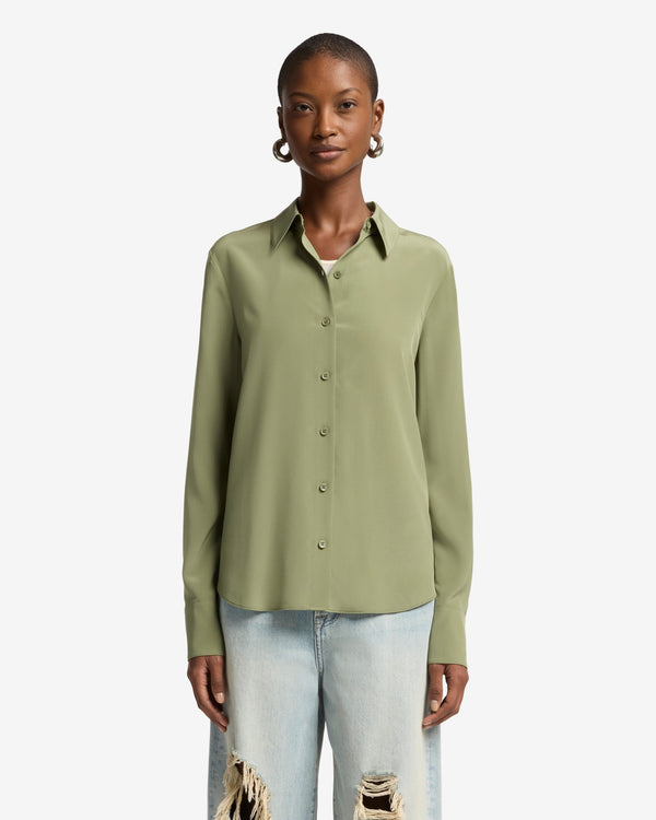 7 For All Mankind Long Sleeve Silk Blouse Tops