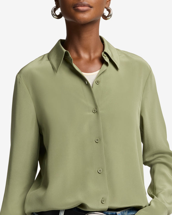 7 For All Mankind Long Sleeve Silk Blouse Tops