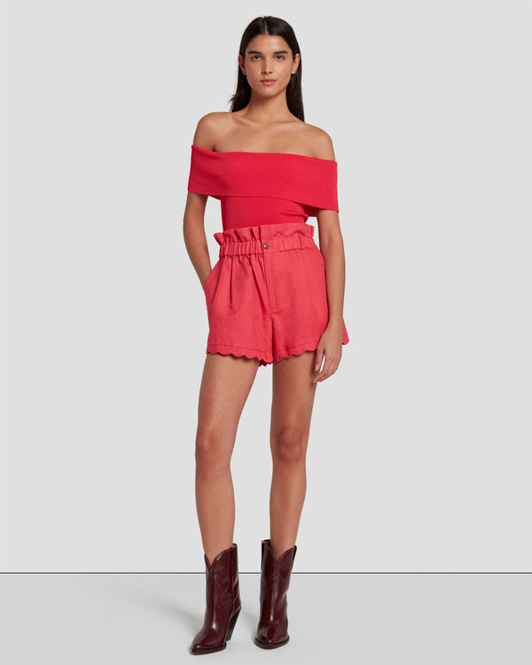 7 For All Mankind Off The Shoulder Ribbed Top Tops