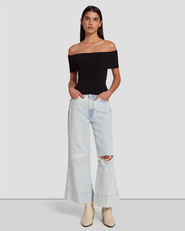 7 For All Mankind Off The Shoulder Ribbed Top Tops