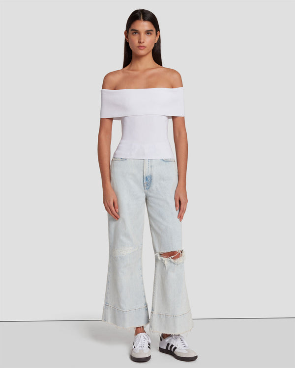 7 For All Mankind Off The Shoulder Ribbed Top Tops