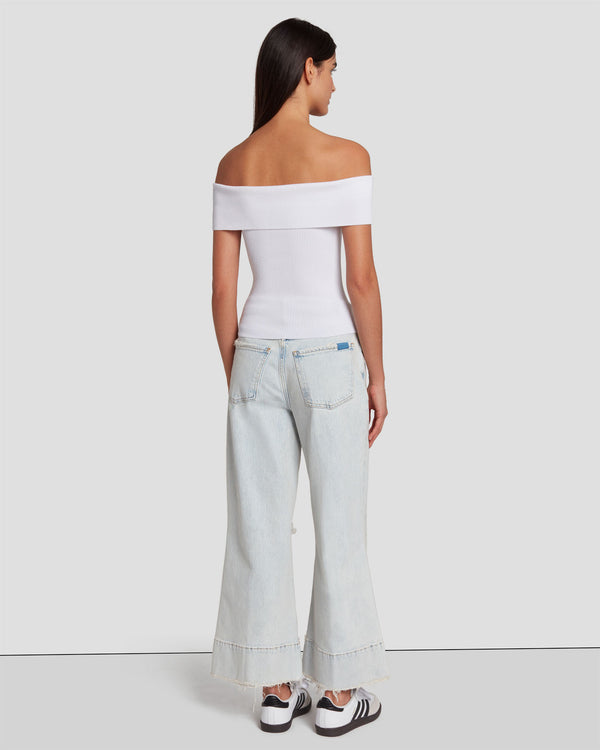 7 For All Mankind Off The Shoulder Ribbed Top Tops