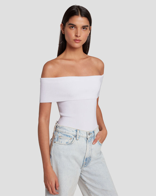 7 for all mankind Off The Shoulder Ribbed Top Tops