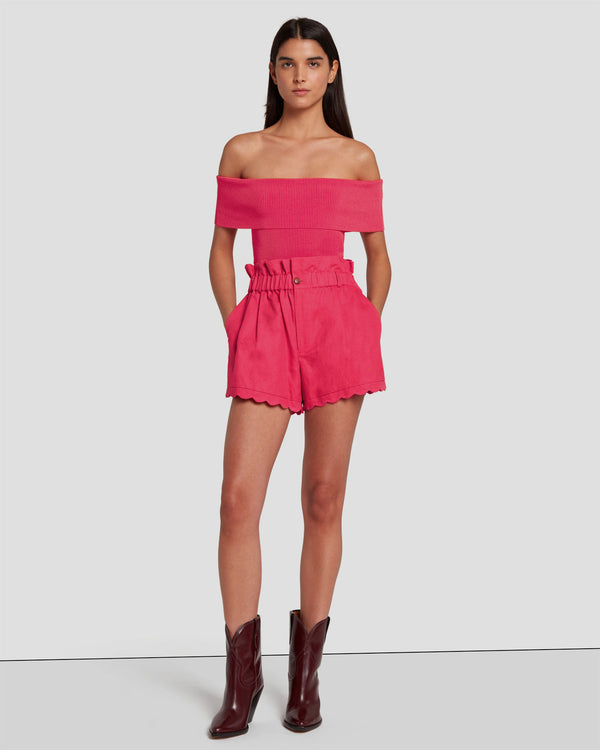 7 For All Mankind Paperbag Linen Short Shorts