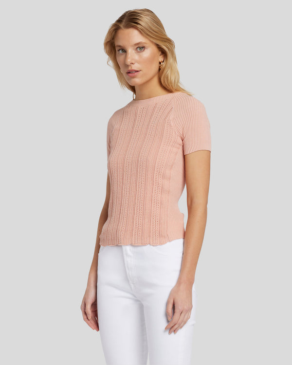 7 For All Mankind Pointelle Knit Tee Tops