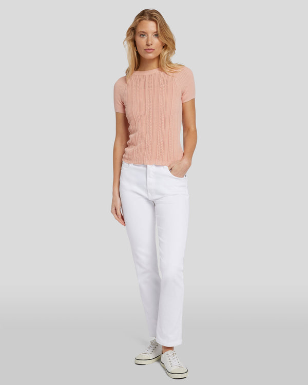 7 For All Mankind Pointelle Knit Tee Tops