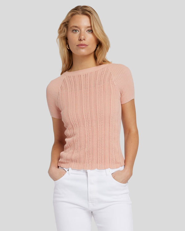 7 for all mankind Pointelle Knit Tee Tops