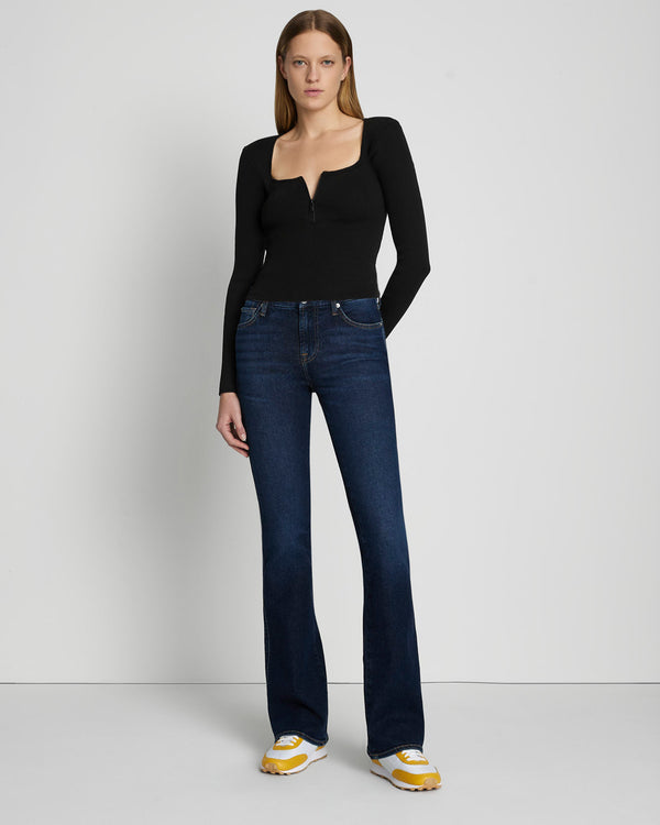 7 For All Mankind Quarter Zip Ribbed Top Tops