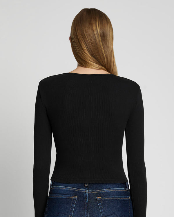 7 For All Mankind Quarter Zip Ribbed Top Tops