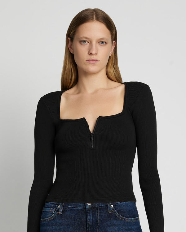7 for all mankind Quarter Zip Ribbed Top Tops