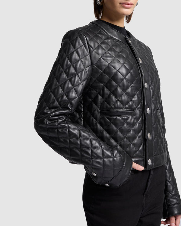 7 For All Mankind Quilted Leather Jacket Outerwear