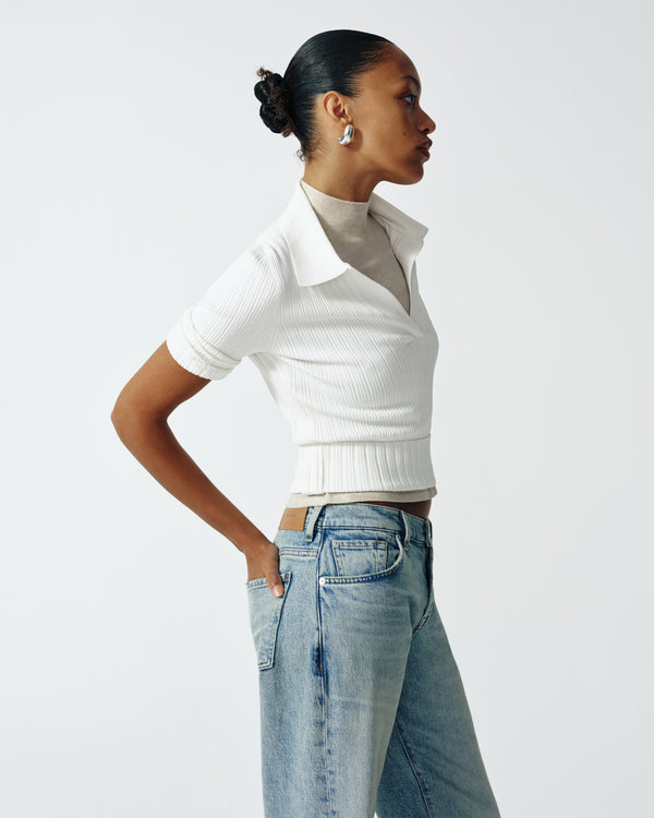 7 For All Mankind Ribbed Henley Sweater Sweaters