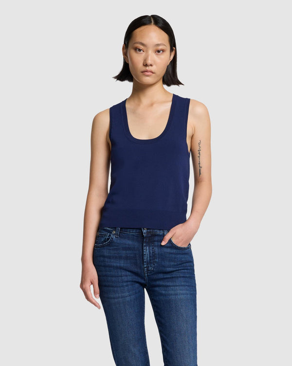 7 For All Mankind Ribbed Scoop Neck Top Sweaters