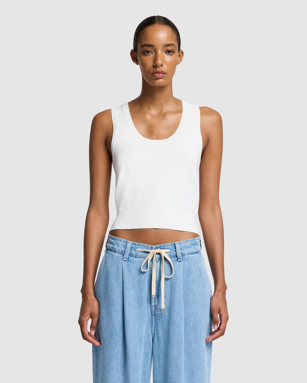 7 For All Mankind Ribbed Scoop Neck Top Sweaters