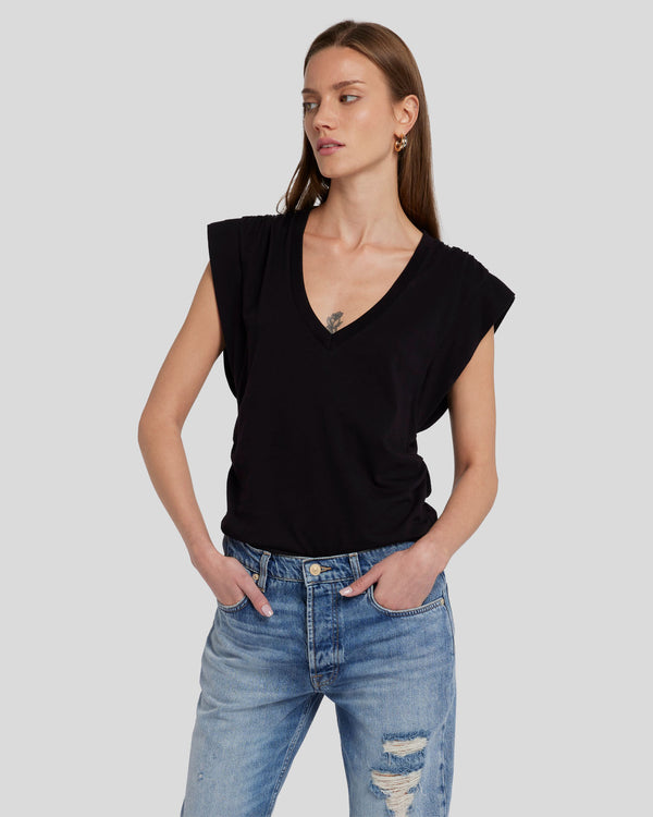 7 For All Mankind Ruched Sleeveless Tee Tops