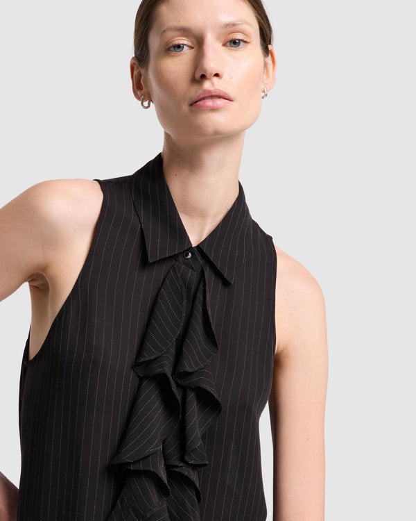 7 For All Mankind Ruffle Bow Halter Top Tops