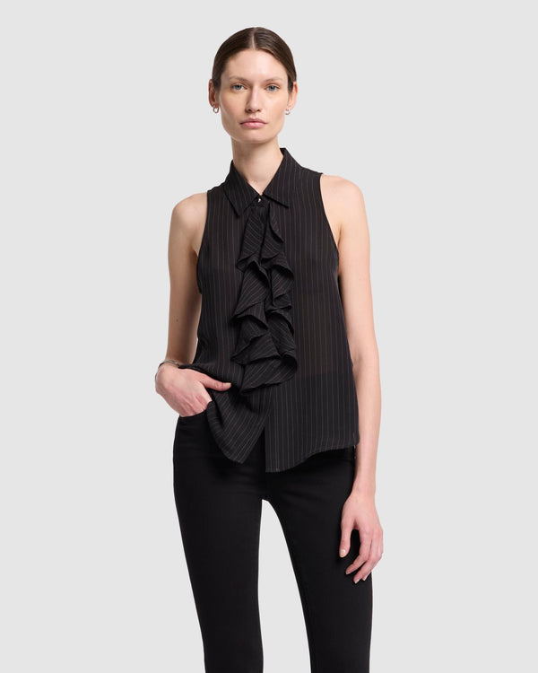 7 for all mankind Ruffle Bow Halter Top Tops