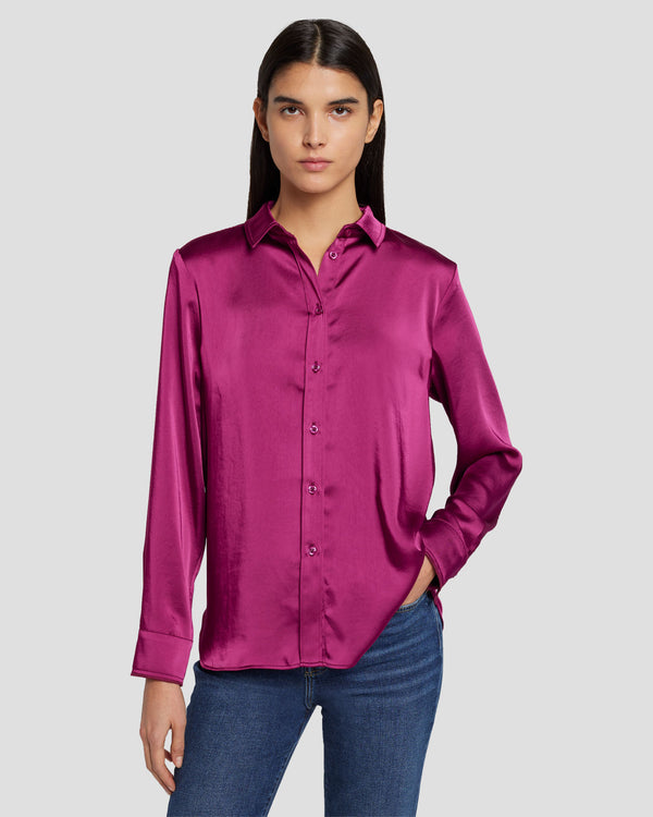 7 for all mankind Satin Button Up Shirt Tops