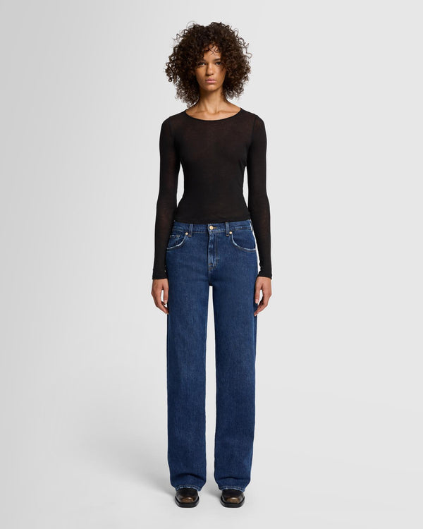 7 For All Mankind Sheer Long Sleeve Tee Tops