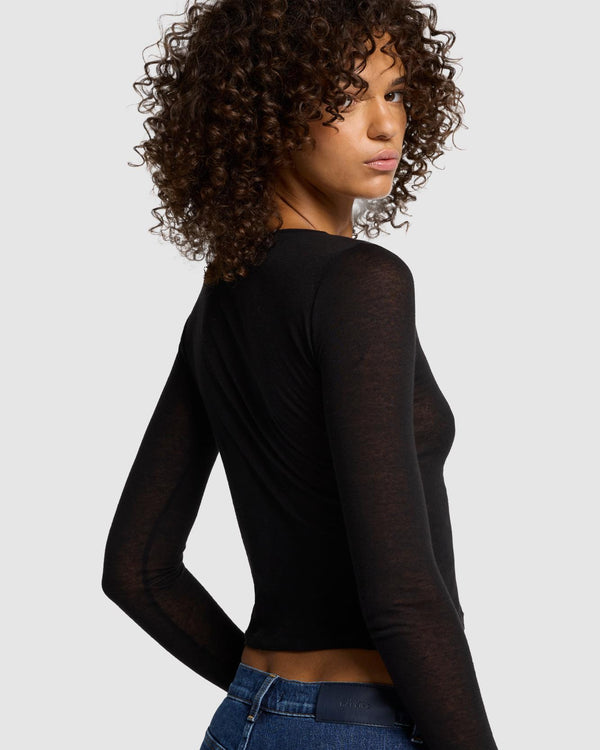 7 For All Mankind Sheer Long Sleeve Tee Tops