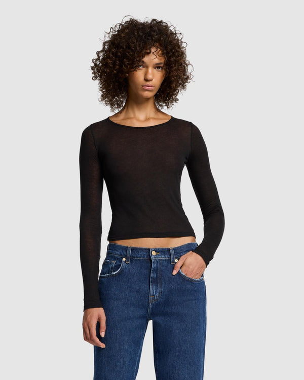 7 for all mankind Sheer Long Sleeve Tee Tops
