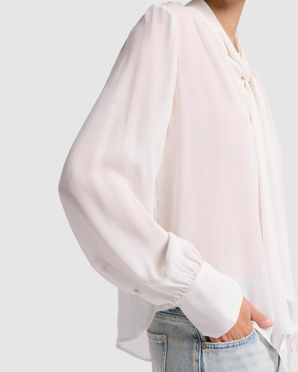 7 For All Mankind Silk Bow Shirt Tops