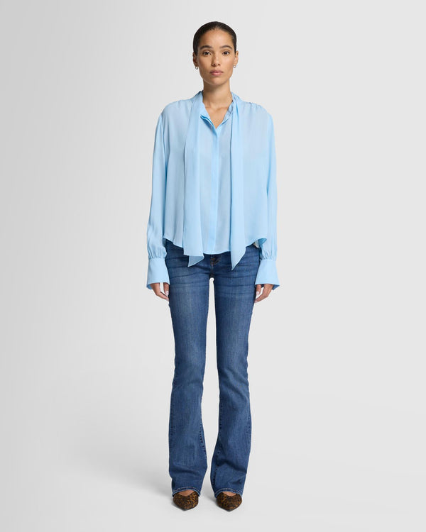 7 For All Mankind Silk Bow Shirt Tops