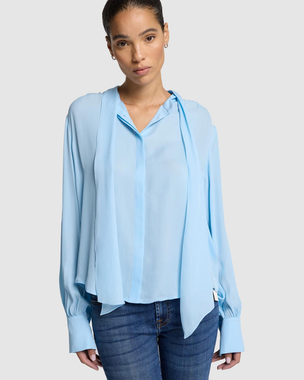 7 For All Mankind Silk Bow Shirt Tops