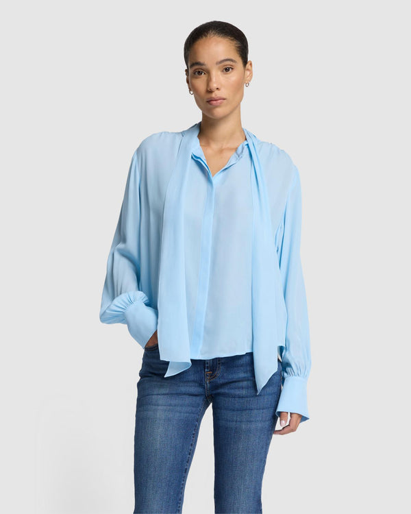 7 for all mankind Silk Bow Shirt Tops