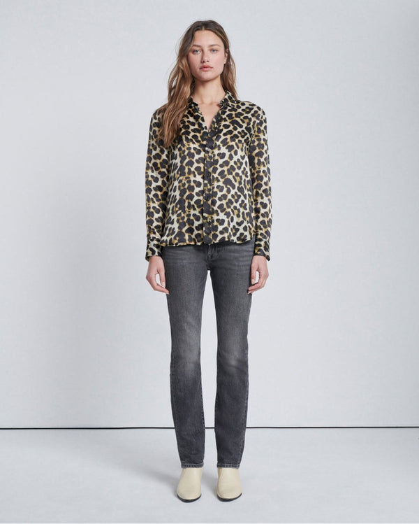 7 For All Mankind Silk Button-Up Shirt Tops