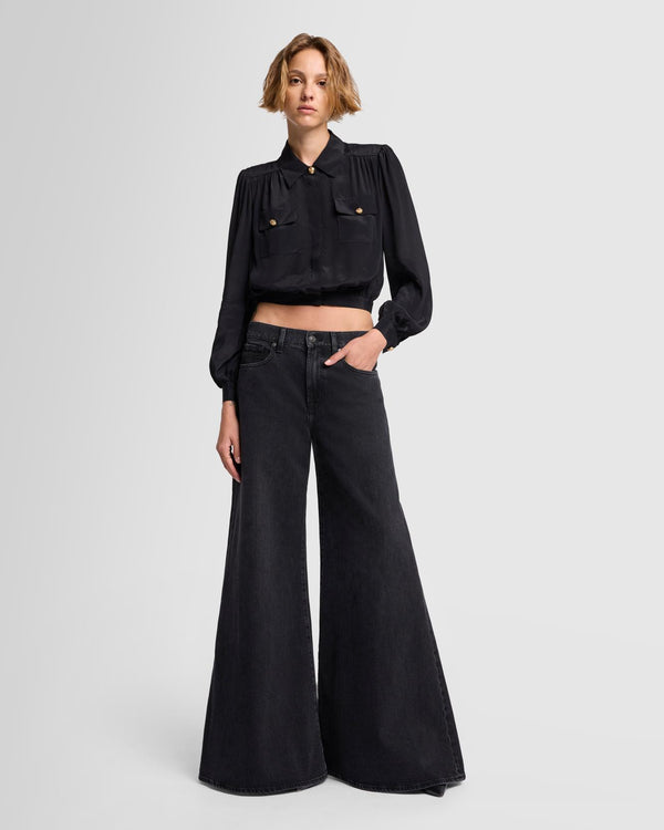 7 For All Mankind Silk Cropped Blouse Tops