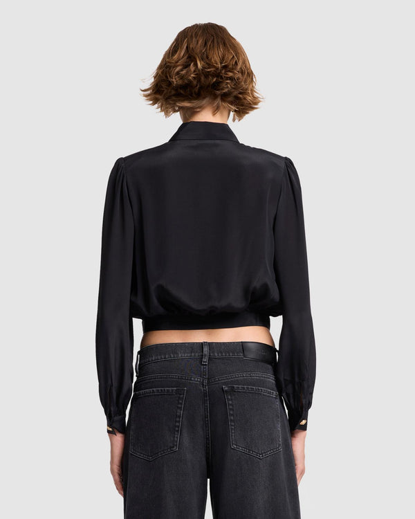 7 For All Mankind Silk Cropped Blouse Tops