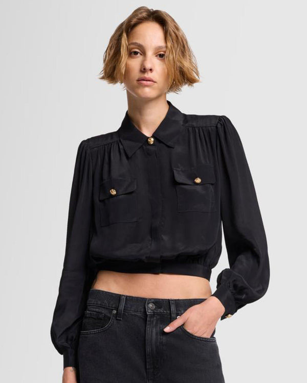 7 for all mankind Silk Cropped Blouse Tops