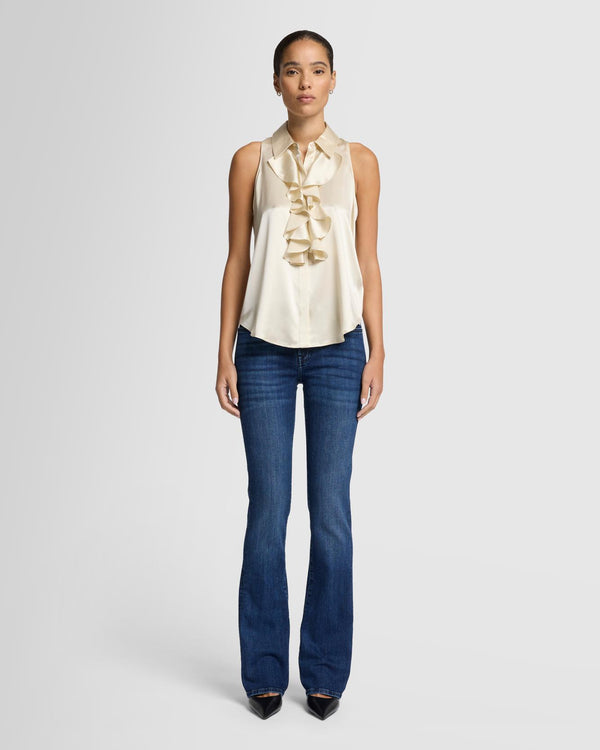 7 For All Mankind Silk Ruffle Bow Halter Top Tops