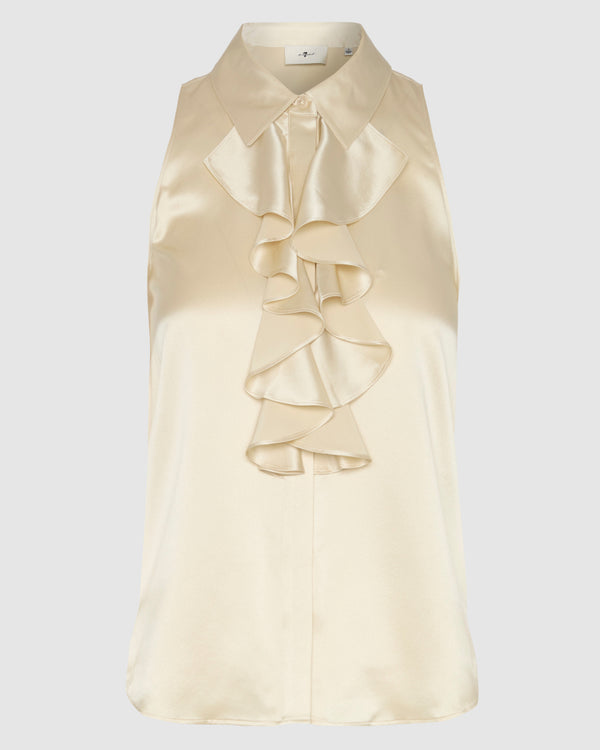 7 for all mankind Silk Ruffle Bow Halter Top Tops