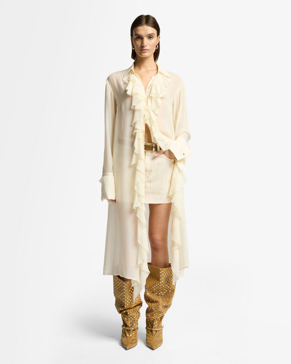 7 For All Mankind Silk Ruffle Dress Dresses