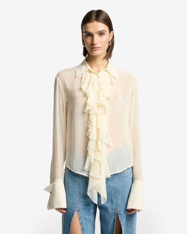 7 For All Mankind Silk Ruffle Shirt Tops