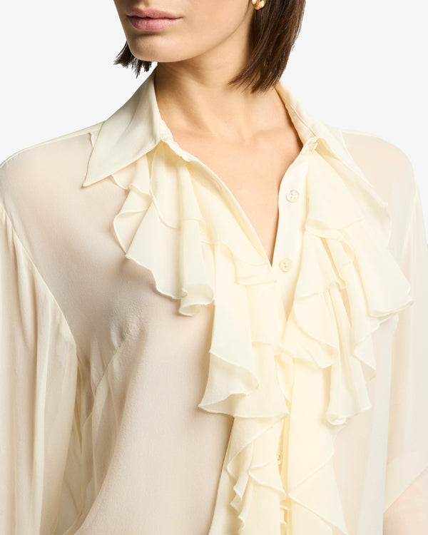 7 For All Mankind Silk Ruffle Shirt Tops